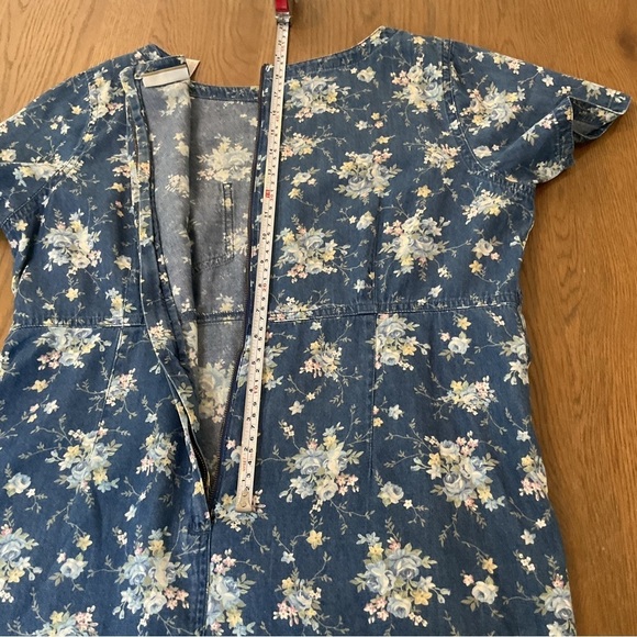 Vintage 90s Liz Claiborne floral denim maxi dress Size large - Picture 10 of 13